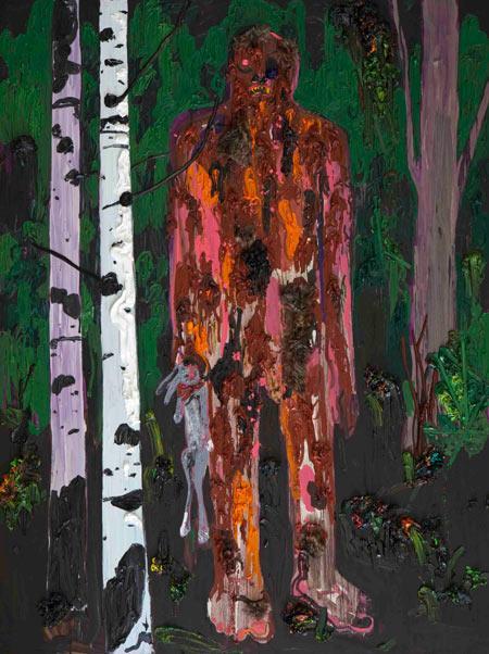 "Sasquatch" Your use of paint is so tactile and sumptuous, though it sort of plays of the trope of impasto in a fresh way- how did you begin working with the material in this fashion, and what are