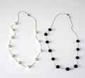 silver disc & white glass pearl necklace 91