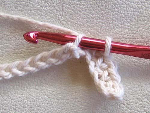 Crochet across the chain (ch) for a total of 30 single crochet (sc) stitches.