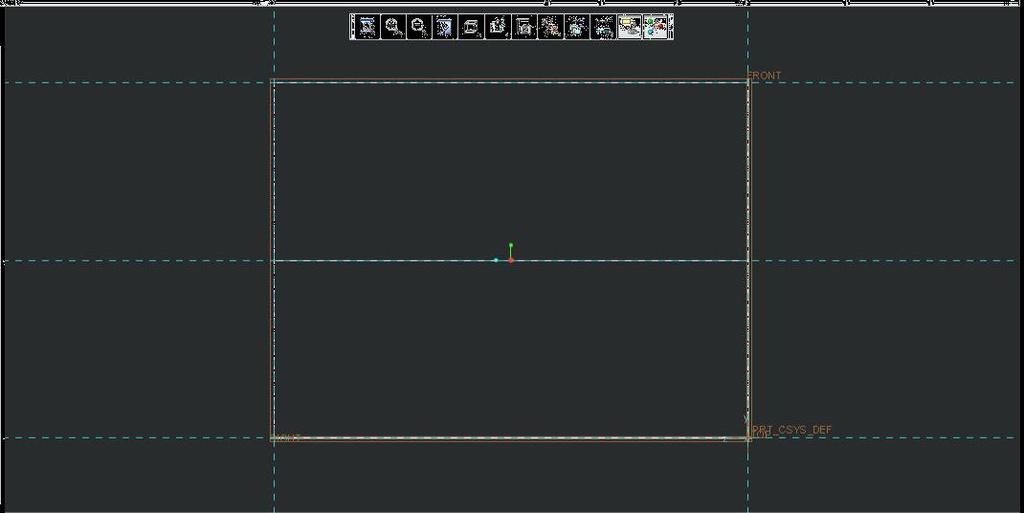 f. Use Sketching Tool > Rectangle and draw a rectangle starting from the top edge. Cursor should snap to the top edge because of the reference line.