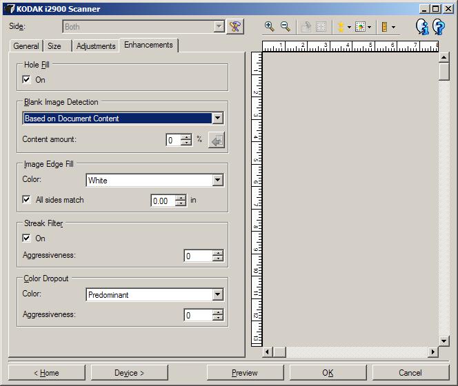 Enhancements tab The options on the Enhancements tab depend on the Scan as selection on the General tab. NOTE: Most options have additional settings.