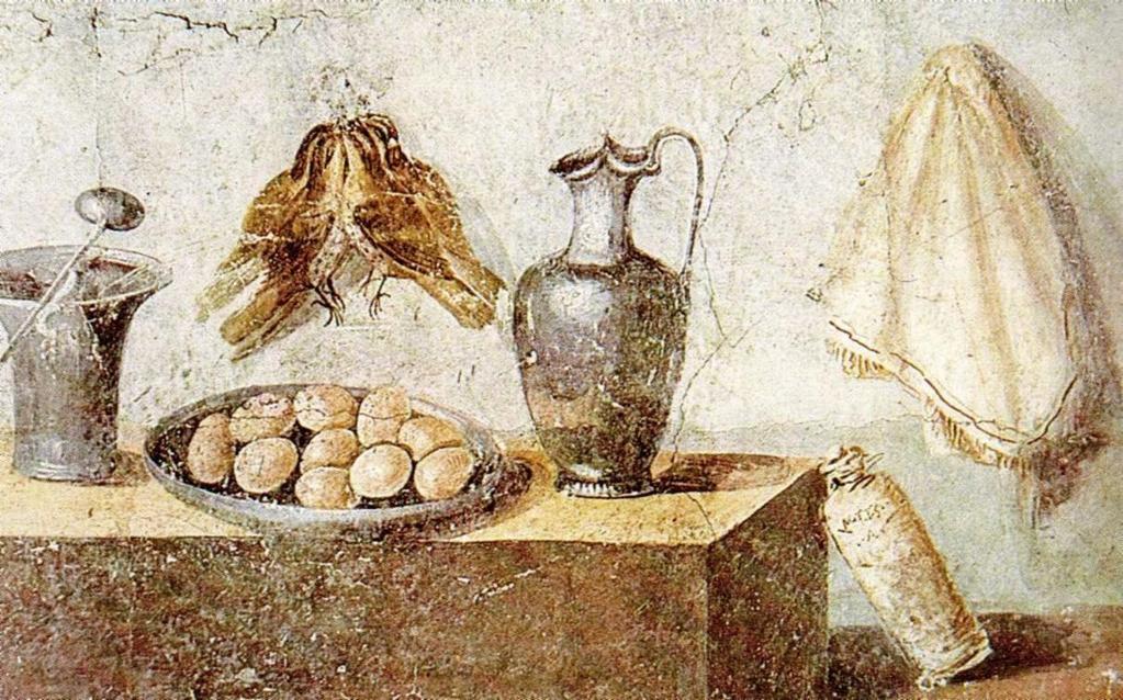 Fresco= pigment + plaster Still life with Eggs and