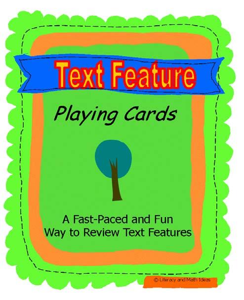 Text Feature Playing Cards These activity cards are a