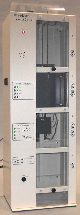 PLC Applications Elevator 34-150! Fully working model of an elevator with four floors! Floor sensing and visual indication of direction of travel!