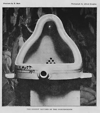 Ready-made's The use of real life objects in Pop works, such as those by Blake and Wesselmann, was not a new phenomenon. In 1917 the French Dadaist Marcel Duchamp signed a urinal R.