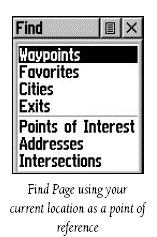 In addition to using the find icon on the Main Menu page, you can also search for waypoints using the button on