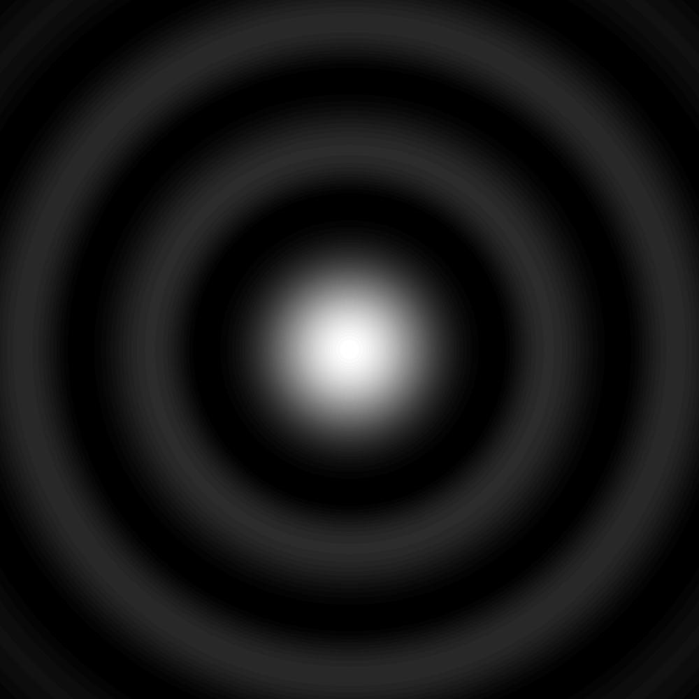 0.8 D R y [a.u.] 0.6 0. =3.837 0. 5 0 0 5 5 0 5 (a) (b) (c) Figure : (a) A diffraction-limited lens system focuses light, (b) which forms an Airy disc (c) of Bessel intensity distribution.