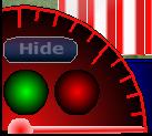 This is the score area. On the left is the reward gauge. Every time the player catches a reward, a green light turns on. When the gauge is full, the next reward is a bonus reward.