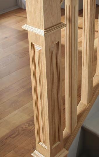 reeded spindles, creates a statement staircase, in