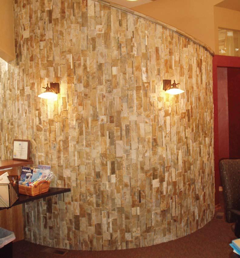 stone veneer wrapping the walls.