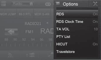 Funcţionare în mod radio Conectare/deconectarea RDS În regiunea de recepţie Europa, multe emiţătoare FM emit, pe lângă programul obișnuit, un semnal RDS (Radio Data System), care permite funcţii