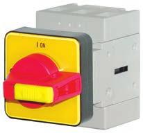 Emergency-Stop-Main Switches for Panel Mounting, lockable IP66, Type 3R max. AC21 AC23 Plate Type Pack Weigth padlocks 690V 3x400V pcs. kg/pcs.