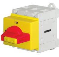 Emergency-Stop-Main Switches for Distribution Boards, lockable IP40, Open Type max. AC21 AC23 Plate Type Pack Weigth padlocks 690V 3x400V pcs. kg/pcs.