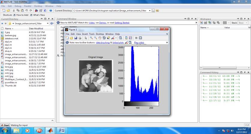 146 Figure 5.1 shows the input image of baby and its histogram map in given shows that enhanced image by histogram equalization method and equalized histogram map with PSNR value 28.99 and IS 101.