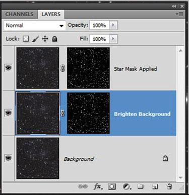 42 High Dynamic Range Processing Fig. 14 Two layers with star masks Remember that the way mask works is White selects Black protects.