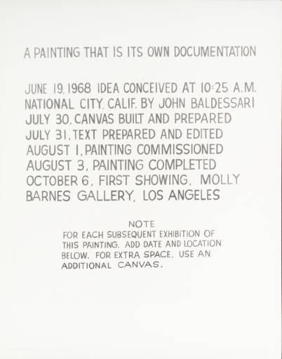 John Baldessari, A Painting That is its Own Documentation, 1960s, Conceptual, A