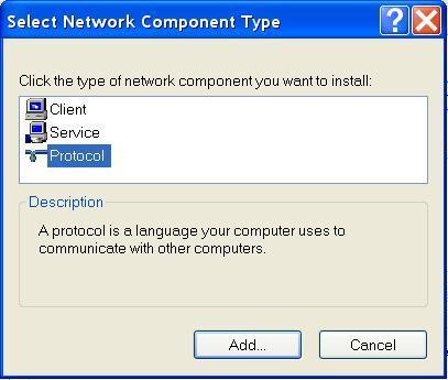 Microsoft Client for Network Microsoft File and Printer sharing for Network QoS Packet Scheduler Local Area Connection Properties Screen