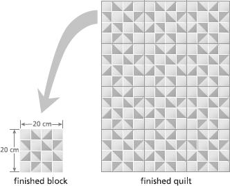 48. Auntie Judi promised to make a patchwork quilt for Amy. Amy wanted a snowflake quilt made from the block pattern below.