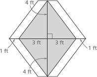 What is the area of one of the parallelograms? 29. The Akland Middle School plans to construct a flowerbed in front of the Administration Building.