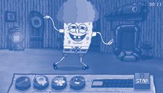 Bikini Bottom Hospital Plankton has launched himself into SpongeBob's body to get the Krabby Patty formula from his