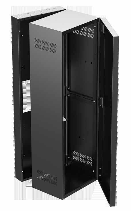 300 Series Racks 19" Wide Opening Stand-Alone Wall Cabinet with Adjustable Rails Applications The 300 Series is ideal to house electronic equipment for any type of application, both commercial and