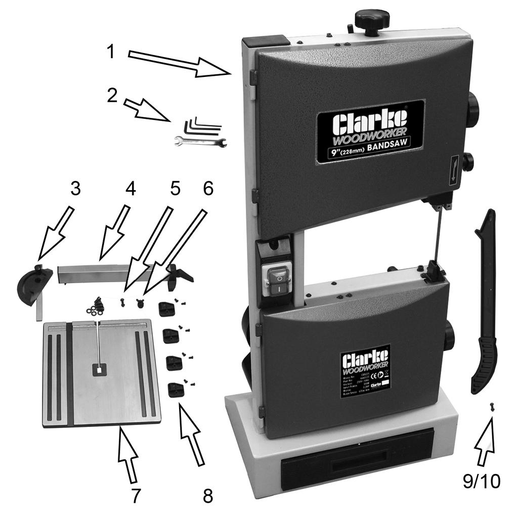 CONTENTS Make sure that all parts are un-damaged and are present. If any parts are missing or damaged please contact your CLARKE dealer immediately.
