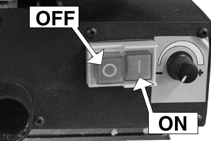 ON / OFF SWITCH To start the saw, press the ON button (I). To stop, press the OFF button (O).