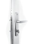 All handles available with thumb turn interior lock with lever exterior, lever interior and exterior, and thumb turn