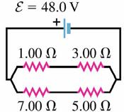 (TERM 042) In the circuit shown below: (a) What are the magnitude and direction of the current through the resistor R? (b) What is the value of R? (c) What is the value of the unknown emf E? 15.