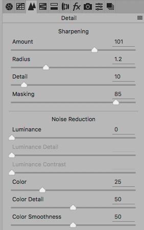You will notice that below the Sharpening sliders there are a set of sliders for Noise Reduction.