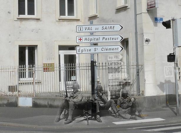 Place Marie Ravenel in Cherbourg (Jo Hedwig Teeuwisse) Update: If you find Teeuwisse's images powerful, you may also want to check out the work of American artist Shimon Attie whose Writing on the