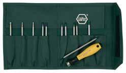 D 44590 12 Pc. Slotted, Phillips & Precision Interchangeable Blade Set ESD Safe precision collet lock handle, 7 Wiha interchangeable blades & 4 ESD Safe Tweezers.