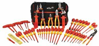 Pliers drop-forged from special tool steel, individually high frequency induction hardened, chrome/nickel plated, mirror-polished. Cushion Grip Insulated handles. Canvas tool bag.