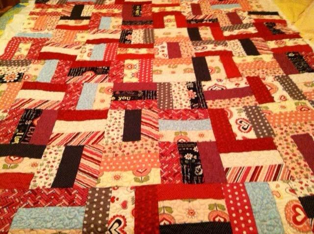 Grace P s pretty red rail: Love this one and love the fabrics! Remember Millie A.