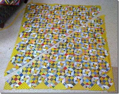 each row increasing in length. Stitch the quilt center into rows, and join the rows to complete quilt center.