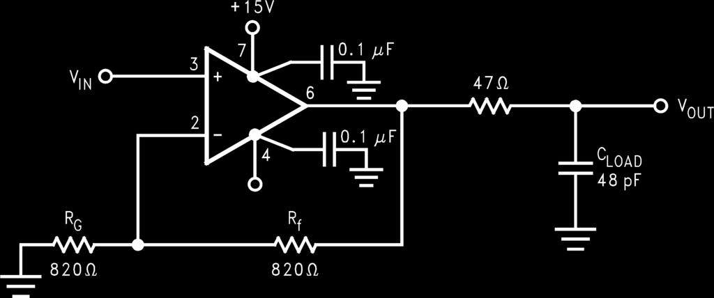 In this example the LM6181 is directly driving a 48 pf load. High-speed current-feedback amplifiers can handle capacitive loads, and maintain pulse fidelity, by indirectly driving them.