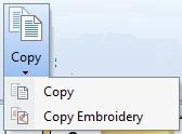 Using the Copy drop-down, select Copy Embroidery. 130. Return to the Premier+ Extra Window. 131.