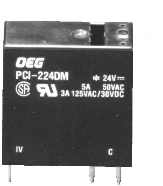 OEG PCI series Slim 2 Form A Miniature PC Board Relay Appliances, Audio Equipment, Office Machines UL File No. E82292 CSA File No.