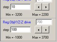 3-1) over the X and Y directions with the buttons in the groups Reg.ObjXYZ-X drive and Reg.ObjXYZ-Y drive. If the spectrum is still unavailable, position of the entrance lens (pos. 10 on Fig.