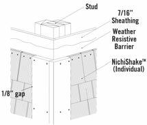 NICHIHA INSTALLATION GUIDE FOR NICHIPRODUCTS & NICHIFRONTIER Space shingles ¼ to 5/16 apart. A common practice is to use a ¼ shim or small piece of shake as a spacer.
