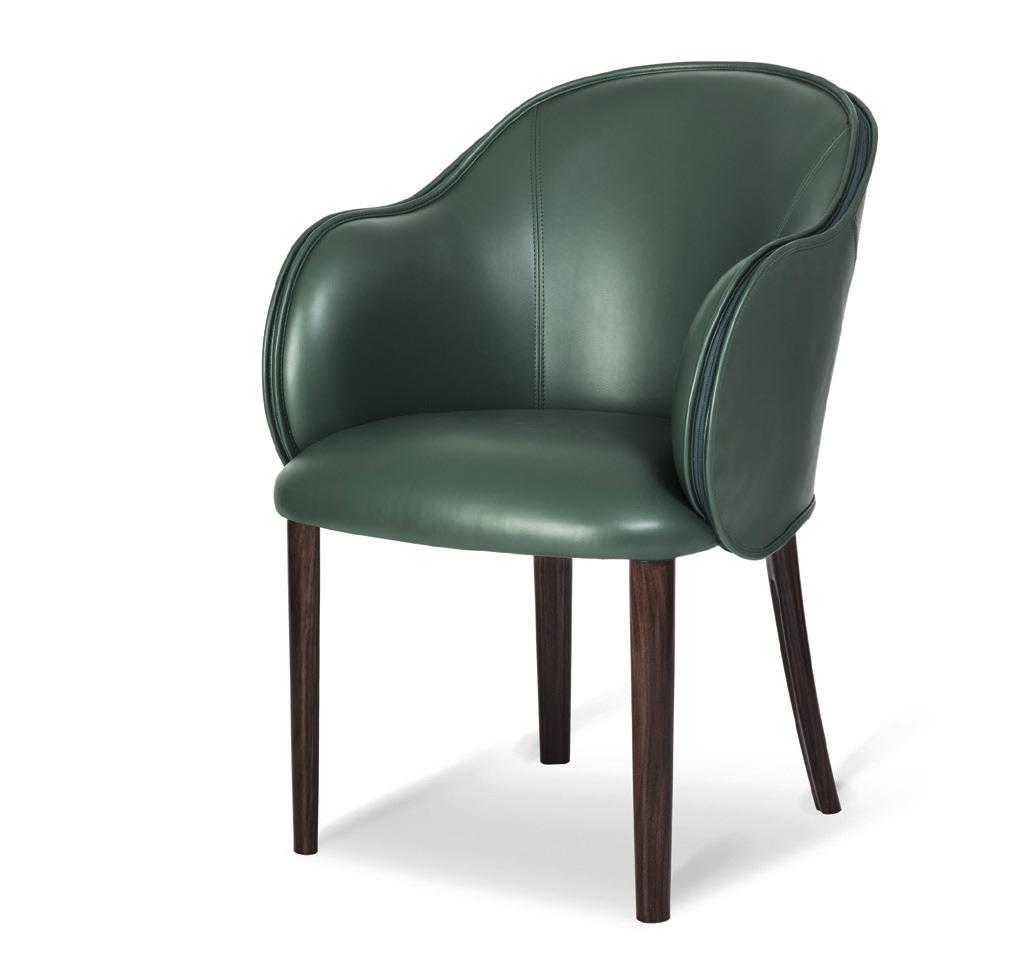 The seat can be upholstered with Jinhua fabric, in colour Jade Green/Ruby Red (TR775) or Red Leather. 58,5x55,5x88,5h cm - Inch 23x21.8x34.8h SH: 48,5 cm Inch 19.