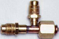(thumbscrew) MV-5036 "RSD" UNIVERSAL TEE CONNECTORS FOR FULLY FORGED BRASS TEES, SEE PAGE 128 MV-9601 1 /4" male flare SAE with core (1) 1 /4" female flare SAE nut with