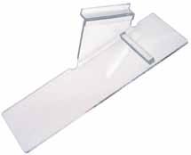 Injection-molded clear plastic AP146 SLOPING SHOE SHELF With toe stop. Angled shelf size: 90mm x 260mm. Clear acrylic.