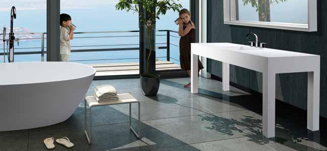 The clean, contemporary appearance is seamless, with integrated counter and sink, and either Parsons-style legs or
