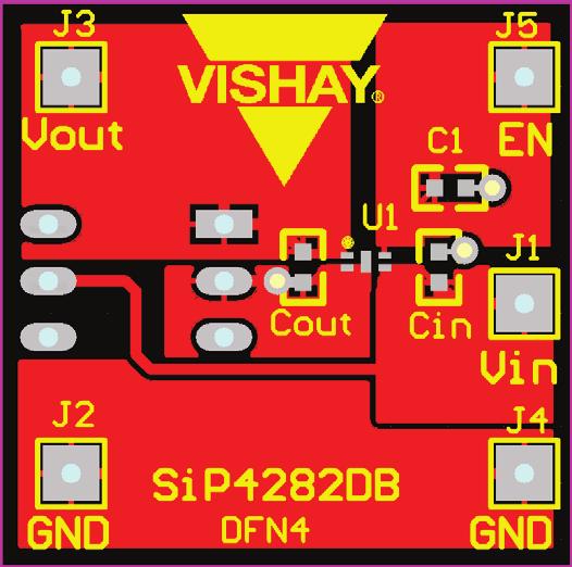 PCB LAYOUT Fig. 21 - Top, TDFN4 1.2 mm x 1.6 mm PCB Layout Fig. 22 - Bottom, TDFN4 1.2 mm x 1.6 mm PCB Layout DETAILED DESCRIPTION The is a p-channel MOSFET power switches designed for high-side slew rate controlled load-switching applications.