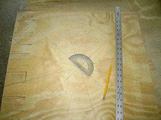 Now that we have our radials, we need our circle. The base should be about 21 ½ in diameter. Notice I say about. I m changing my dimensions on the fly with the ones I m building.