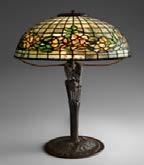11 Spiderweb Lamp c.1910 18 15 15 30965 12 Hydrangea Lamp c 1905-1920 table lamp 25 3/4 16 16 Favrile glass, Shade: 10 7/8 x 16 in.