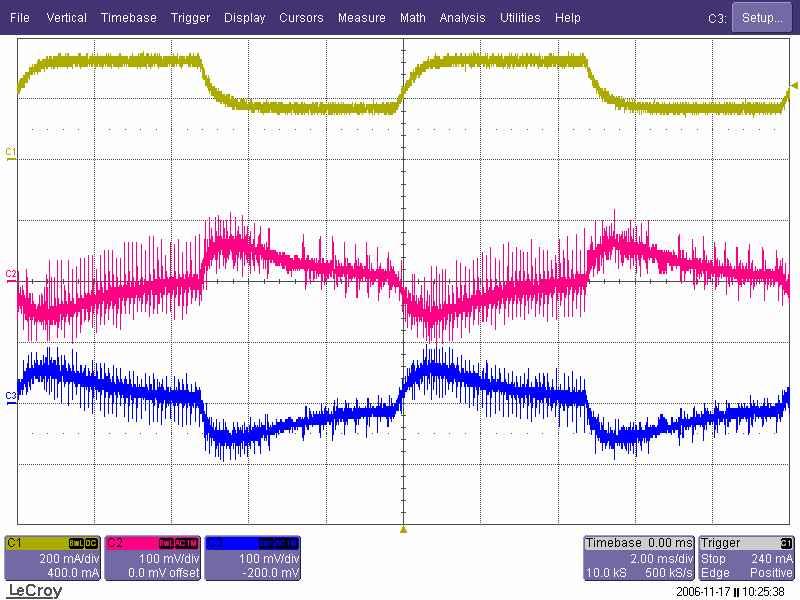 Output Load Transient Response - SPS10-24-5 - - SPS10-24-12 - CH2 CH2 : 1.0A/DIV CH2: 100mV/DIV 2mS/DIV : 0.
