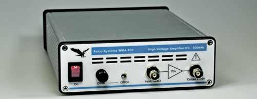 Falco Systems WMA-100, High Voltage Amplifier DC - 500kHz High voltage: 20x amplification up to +175V and -175V output voltage with respect to ground DC to 500kHz at (-3dB) large signal bandwidth and