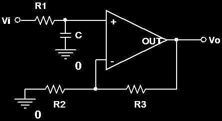 The simplest low-pass and high-pass active filters are constructed by connecting lag and lead type of RC sections, respectively, to the non-inverting inptu of the opamp wired as a voltage follower.